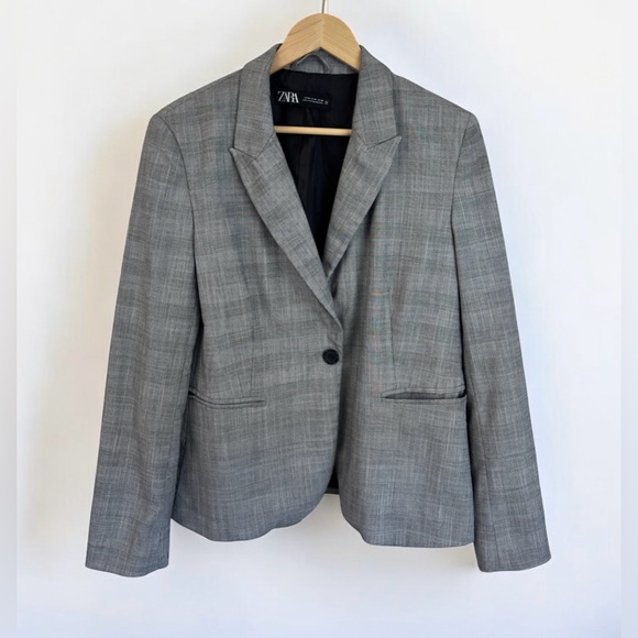 Zara Jackets & Blazers - Zara Fine Check Blazer Jacket Button Up Career Size 12
